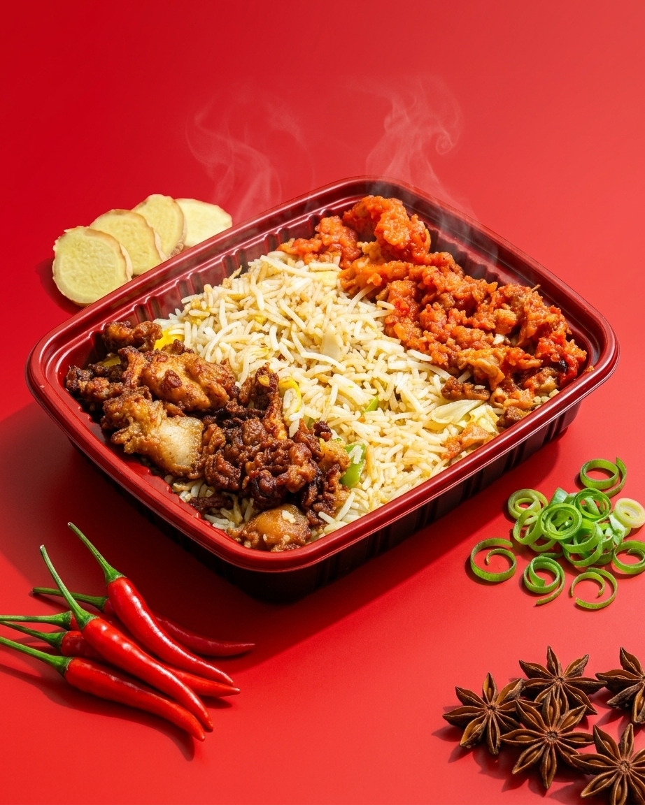 Fried rice with seasoned meat