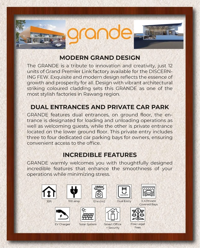 Framed informational flyer for commercial real estate development