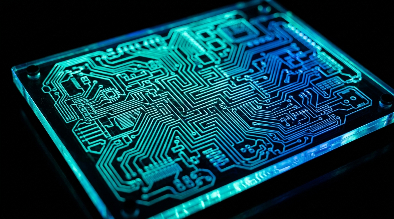 High-tech glowing circuit board