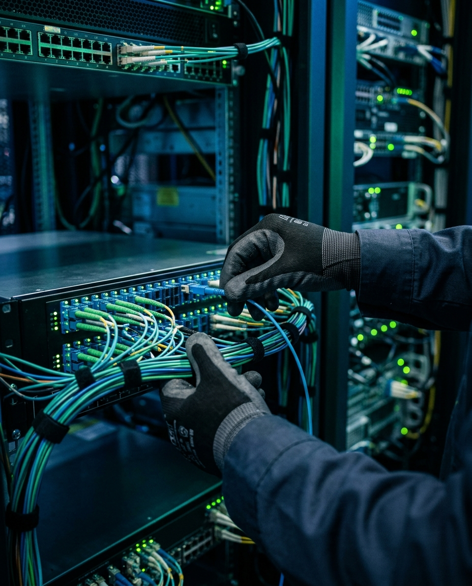 Technicien réseau configurant un équipement