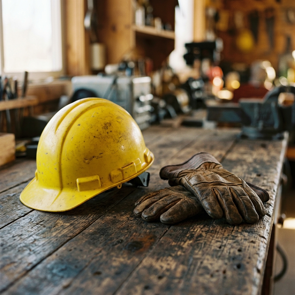 Casco y guantes de trabajo