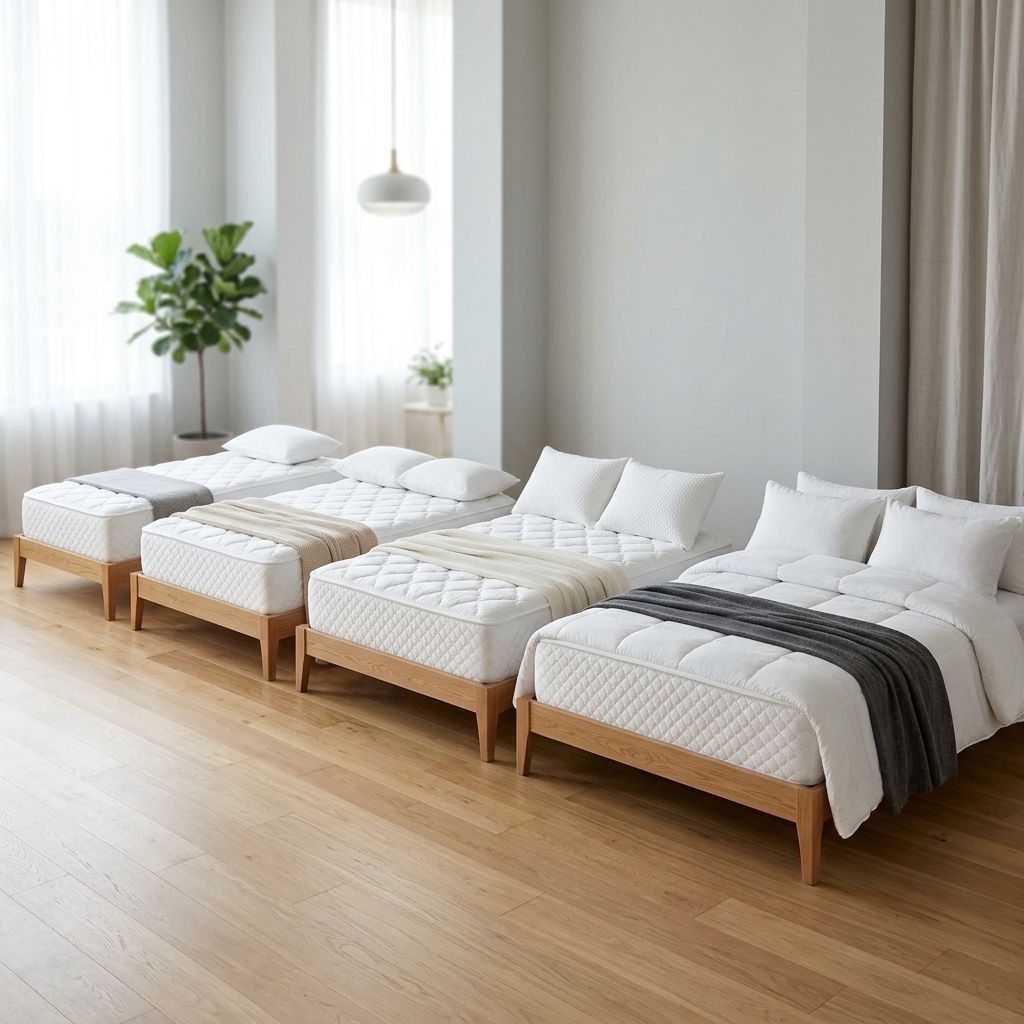 Twin, Full, Queen, and King mattress sizes
