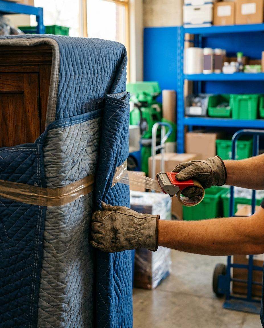 Professional furniture delivery preparation